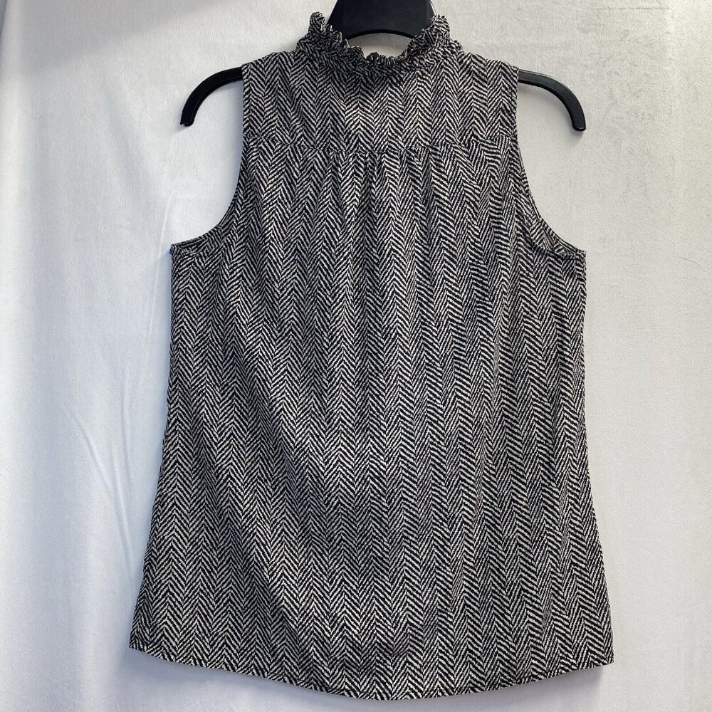 J. Crew Black and White Monochrome Pattern Sleeveless Blouse - Picture 7 of 16